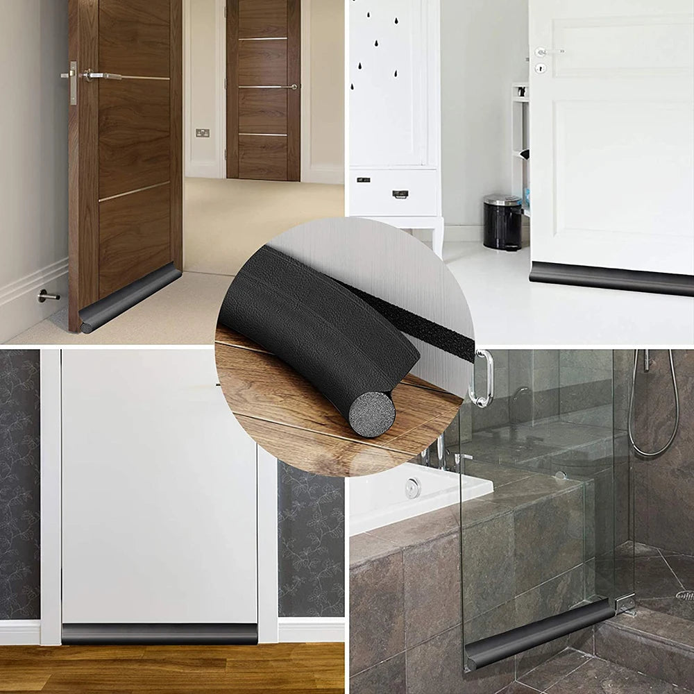 Showlu Smart General anti-dust door seal strip installed on a door frame, effectively blocking dust and drafts for improved cleanliness.