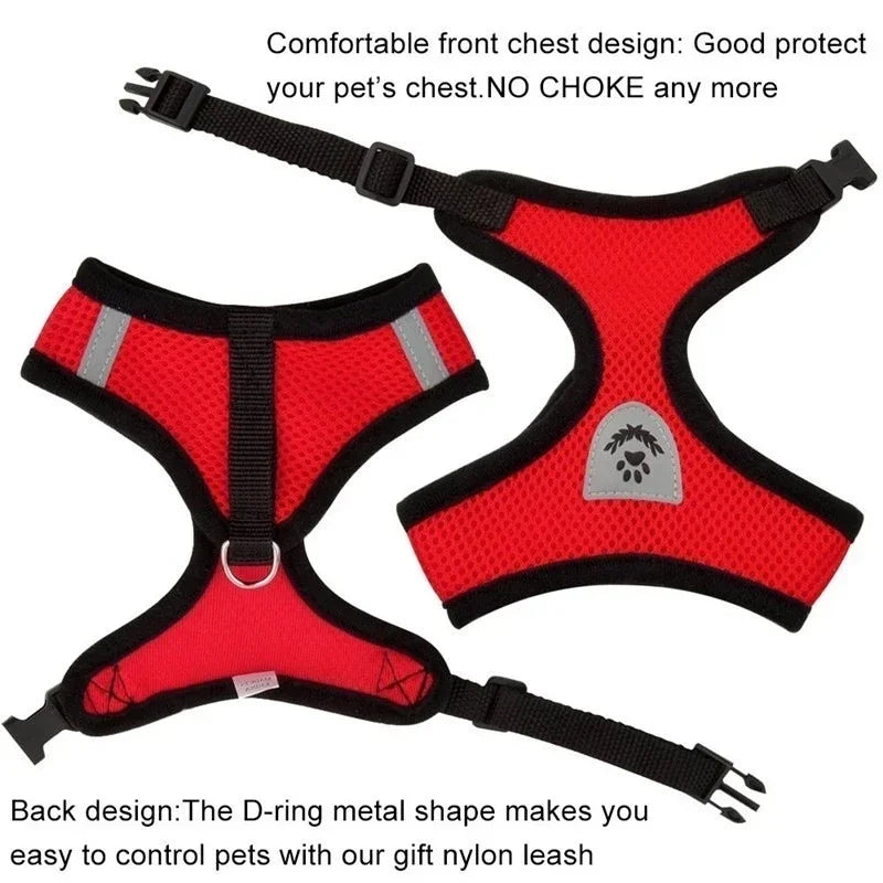 Showlu Fashion Store adjustable cat harness vest with leash, small dog mesh pet collar and walking lead for puppies and medium pets.