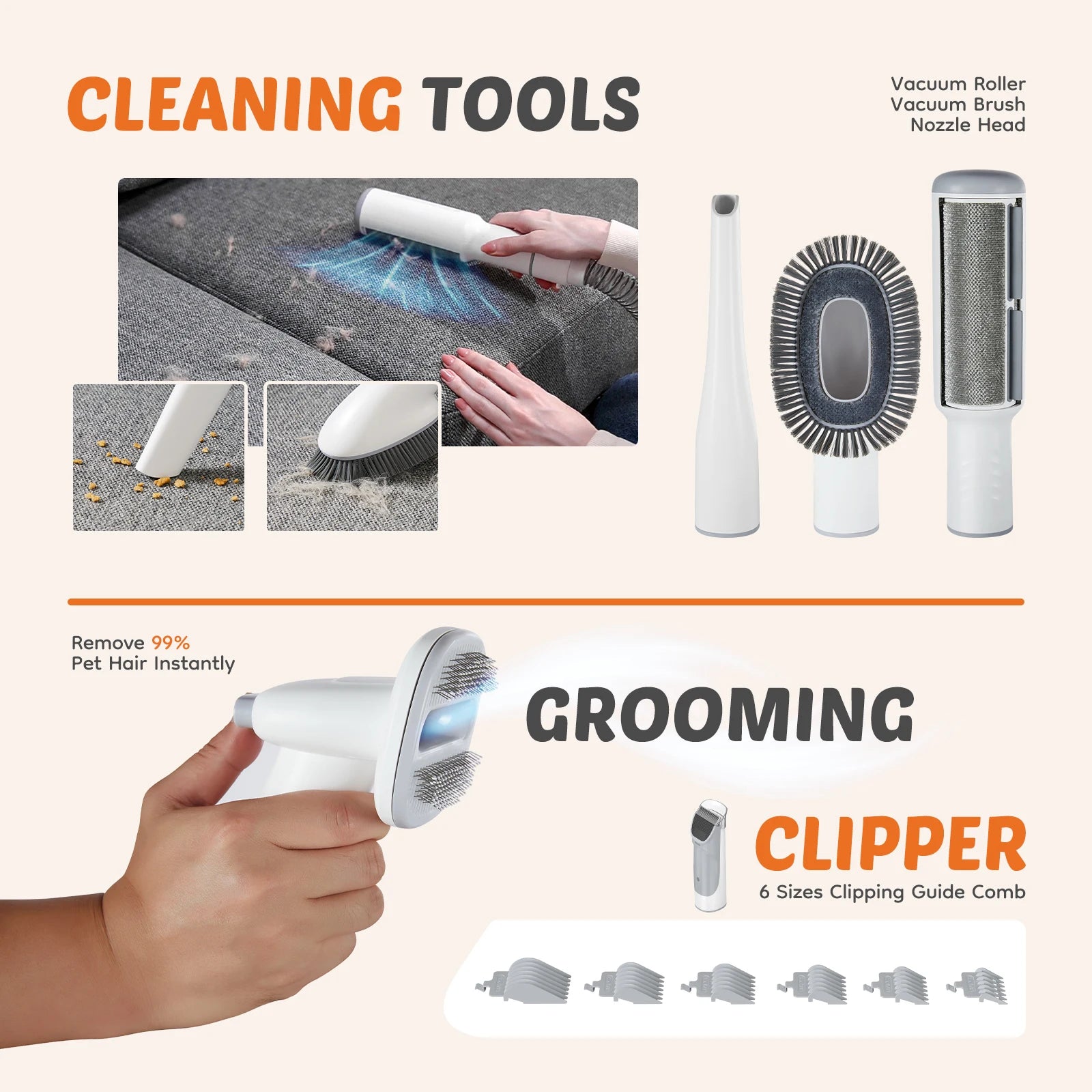 Quiet cat hair clipper by Showlu Smart General with ergonomic design and stainless steel blades for gentle pet grooming.