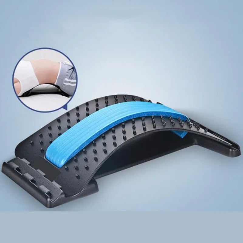 LAAOVEC back stretcher with 3-level lumbar support and spine massage board, designed for back relief and posture improvement.