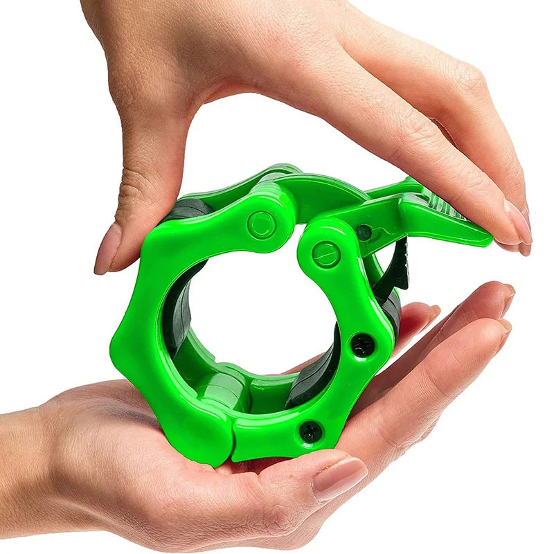 Showlu Fashion Store 50mm barbell clamp and spin lock collar clips for weight lifting, securely locking standard barbell weights.