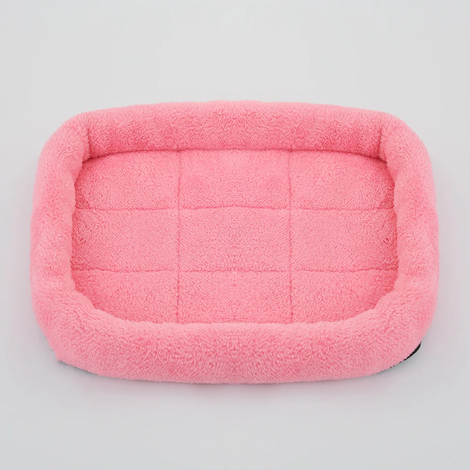 Large plush square dog bed by Showlu Fashion Store, soft cushion for small to large dogs and cats, cozy pet sleep pad.