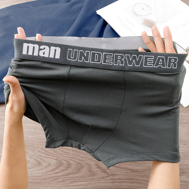 Black men's cotton boxer briefs in L to XXXL sizes, breathable comfort underwear with a sporty fit and soft fabric.
