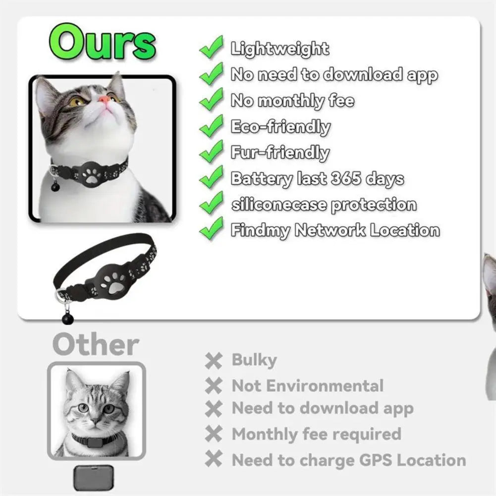 Showlu Waterproof Smart GPS Cat Collar with reflective strip and anti-lost tracker, designed for safety and visibility.
