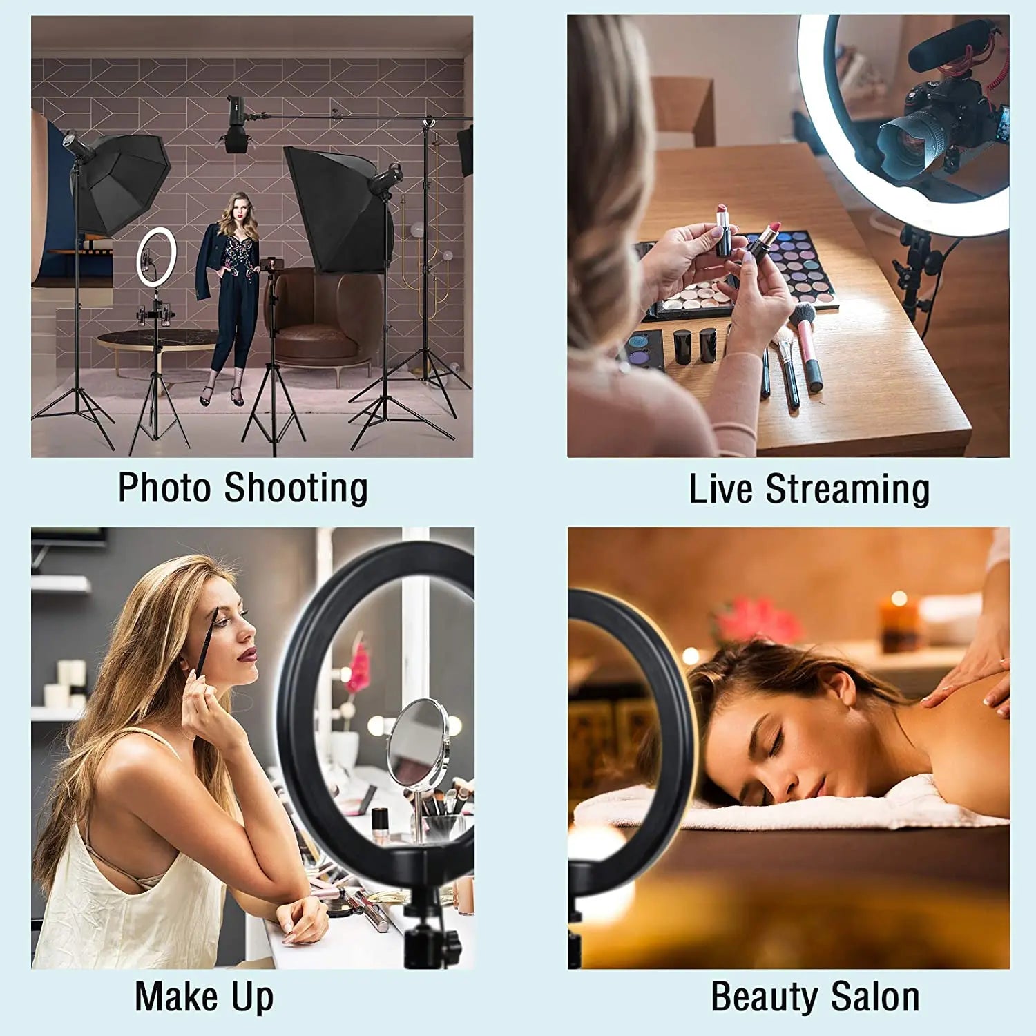 Showlu Smart General LED ring light with adjustable brightness and color temperature, illuminated in a close-up shot.