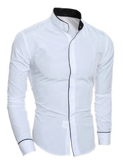 Men's solid shirts, slim fit white long sleeve social shirts, business casual menswear, high quality soft fabric, sizes XS-6XL
