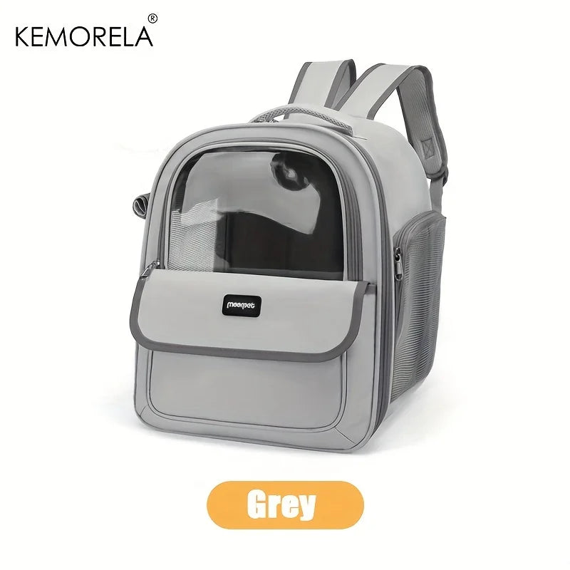 Large mesh pet carrier backpack by Showlu Fashion Store designed for cats and medium dogs, featuring breathable mesh panels for comfort.