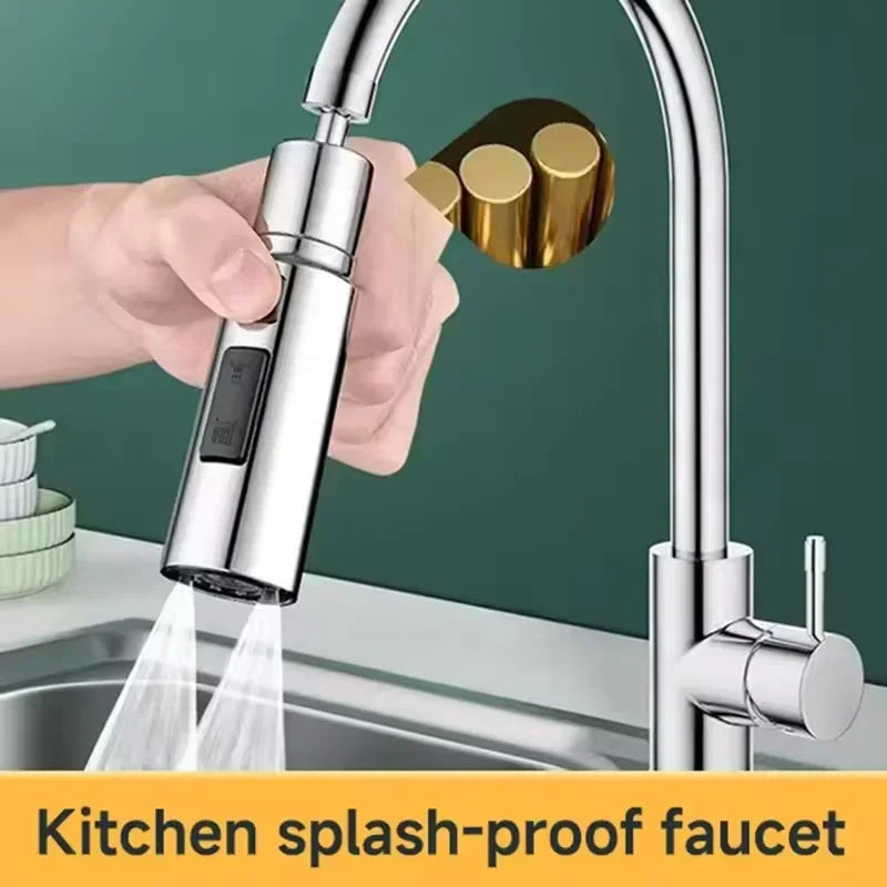 Showlu Universal Faucet Extender with 3-mode anti-splash metal sprayer attached to a bathroom sink faucet