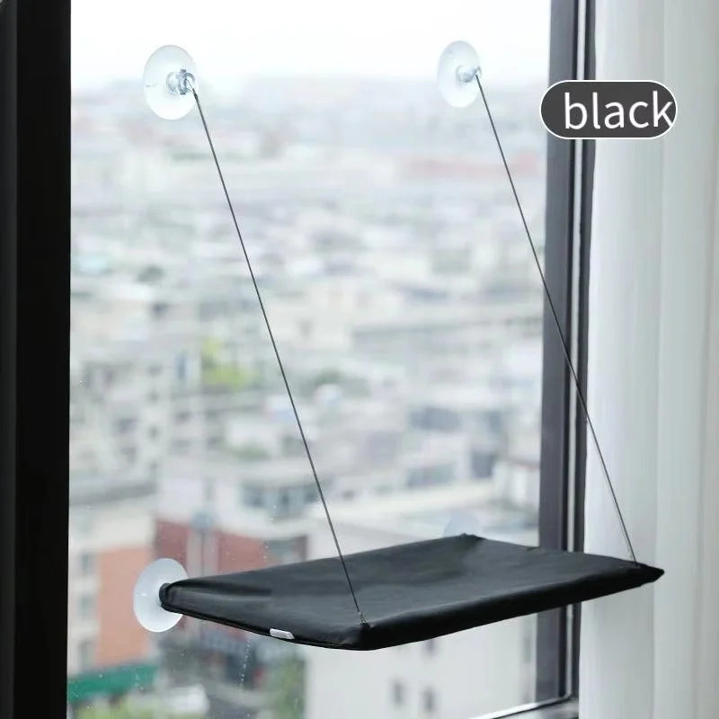 Showlu Cat Window Hanging Hammock Bed in Oxford fabric, space-saving perch for cats to relax comfortably by the window.
