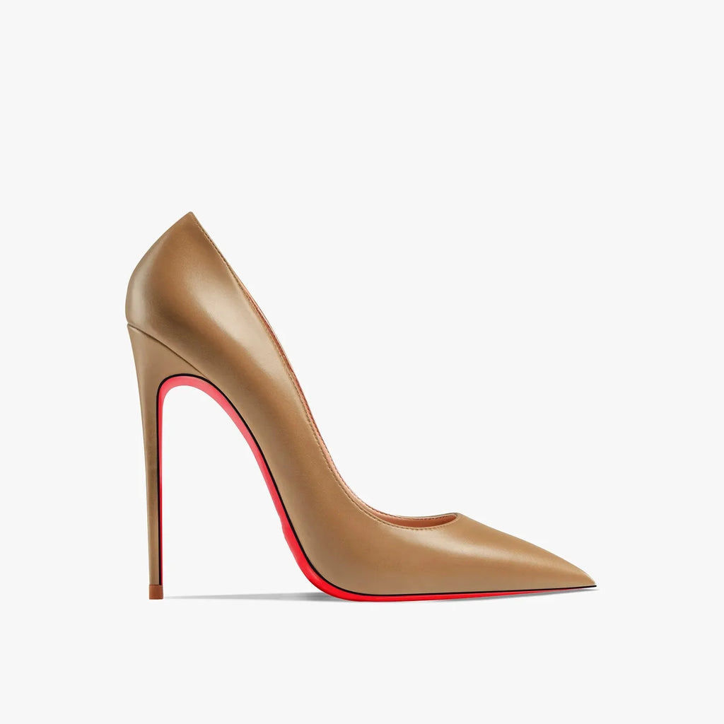 Red women's high heels with 12cm pointed toe pumps by SHOWLU FASHION STORE, featuring elegant stiletto design and glossy finish.