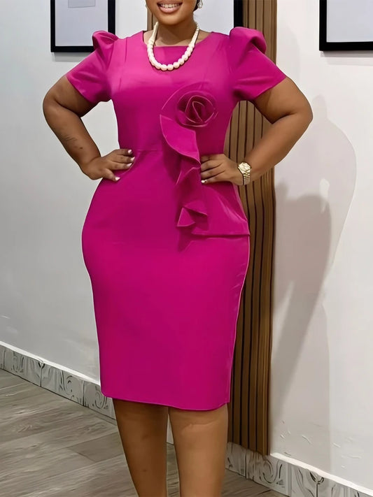 Summer Wedding Guest Dress 2025 Elegant Fitted Short Sleeve Sheath Dress for Women Modern Style