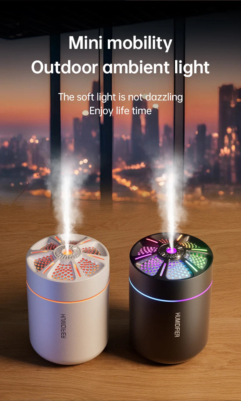 Showlu Smart General Mini USB Humidifier showing a compact white device with a water tank and mist outlet on a desk