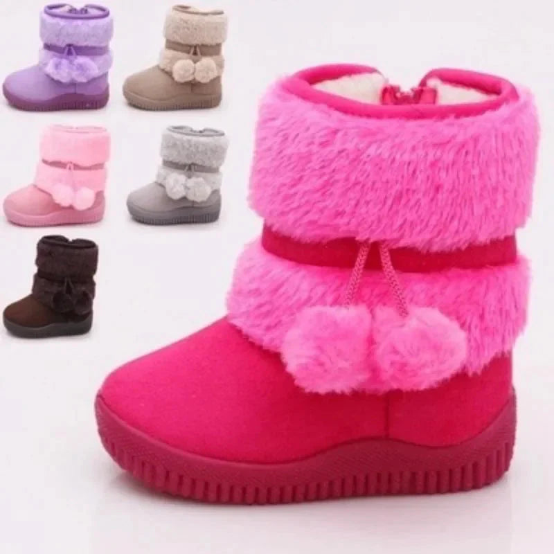 Children's winter snow boots by SHOWLU FASHION STORE, warm PU leather snow shoes with stylish design for kids.