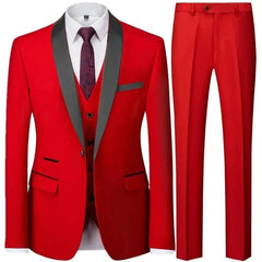 Men's British Style Slim Suit 3 Piece Set Jacket Vest Pants / Male Business Gentleman High End Custom Dress Blazers Coat  S-6XL