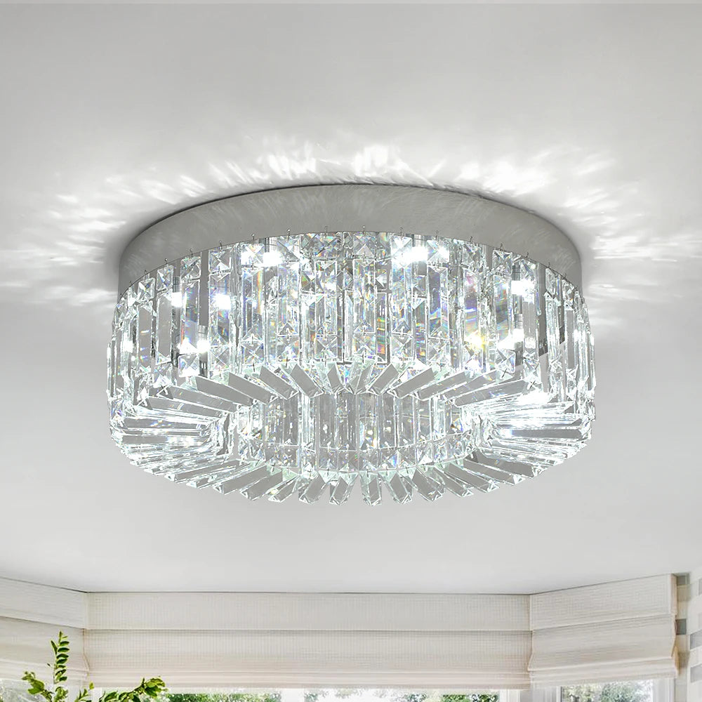 Modern gold crystal ceiling lamp by Vetrulus featuring luxury LED chandelier design with crystal accents and sleek gold finish.