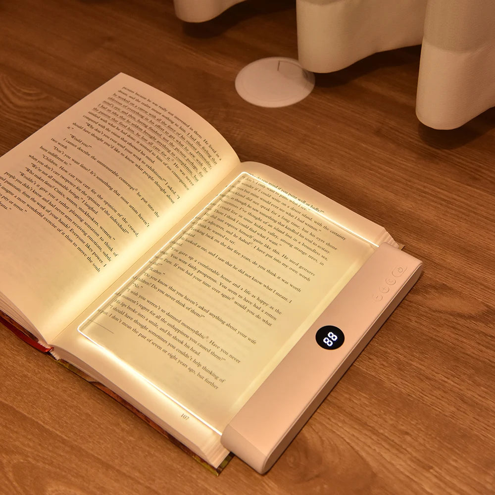 Showlu Smart General rechargeable LED book reading light clip-on night lamp with adjustable brightness and flexible neck.