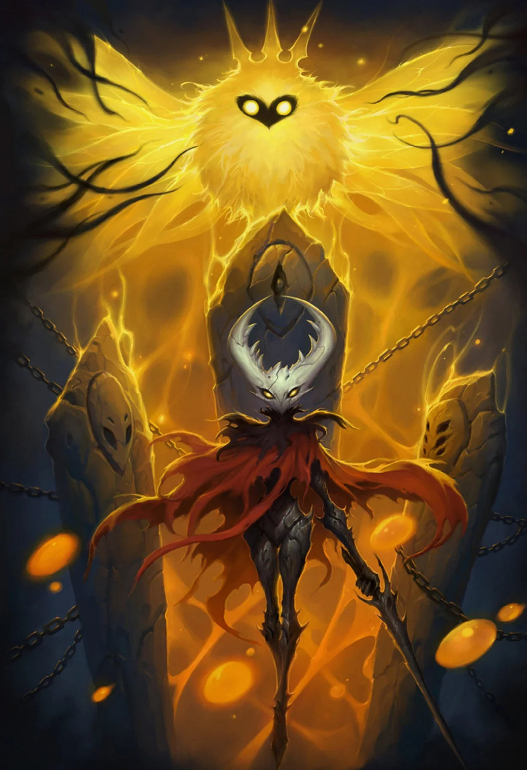 Hollow Knight canvas wall art featuring a modern video game poster with character artwork for home decor.