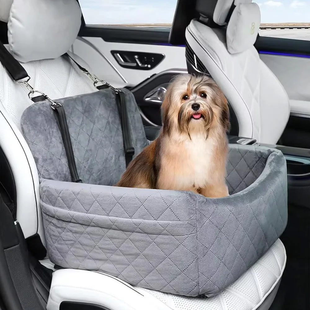 Showlu Fashion Store pet car seat kennel with washable mat, anti-slip base, suitable for puppies and cats, for front or rear car travel safety
