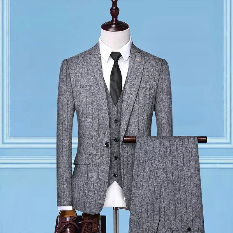 Boutique (Blazer + Vest + Trousers) Men's Fashion Business Slim A Variety of Elegant Gentlemen's Casual Dresses Formal 3-Piece