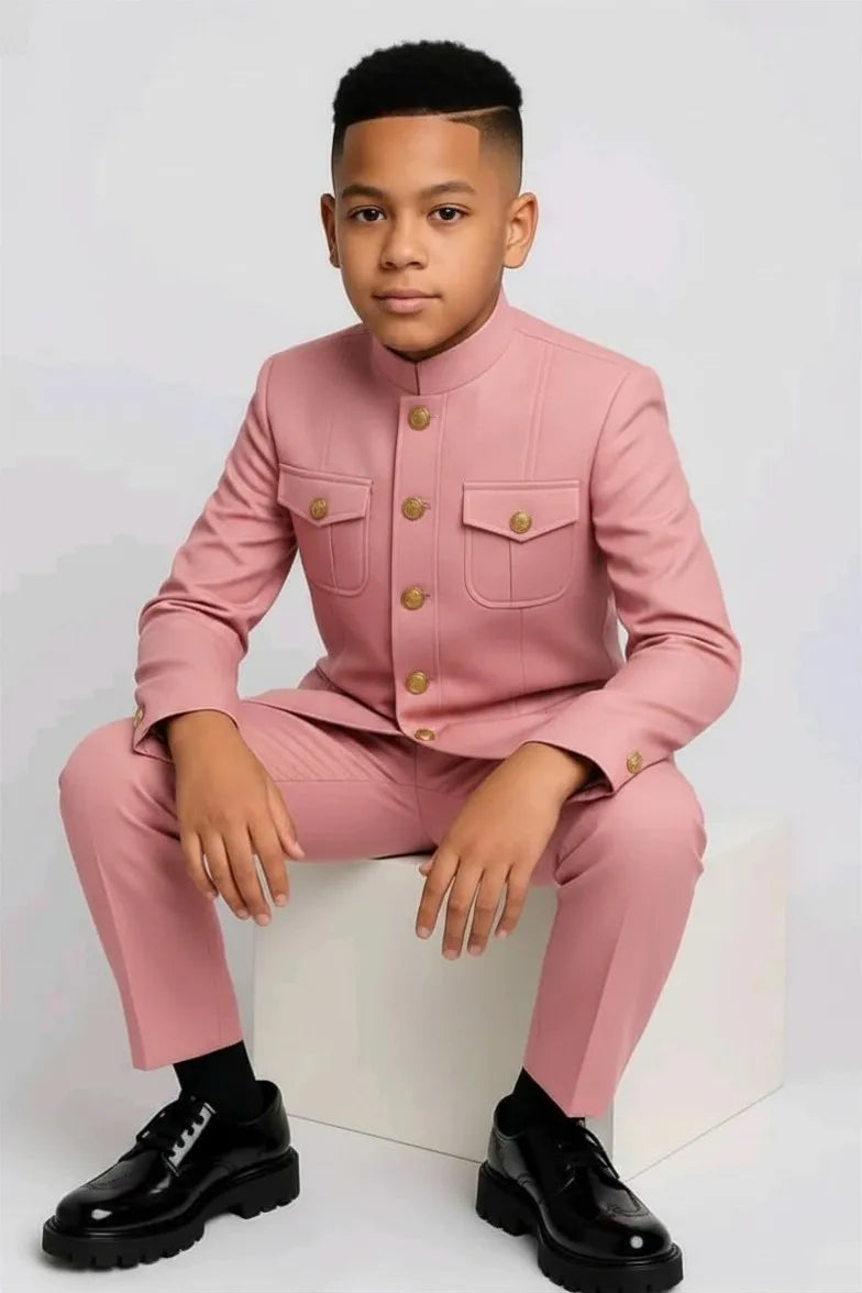 Safari Kids formal tuxedo 2-piece jacket and pants set in black, stylish and suitable for special occasions.