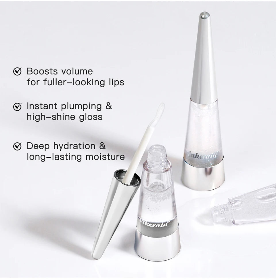 Showlu Smart General lip oil plumper with glossy finish and applicator brush, designed to enhance and moisturize lips.