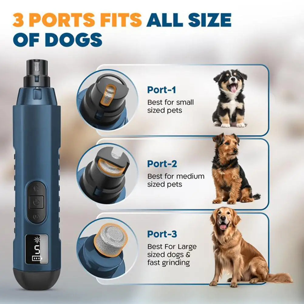 Showlu Fashion Store electric dog and cat nail grinder with USB charging, quiet, rechargeable, and painless pet nail clipping tool.