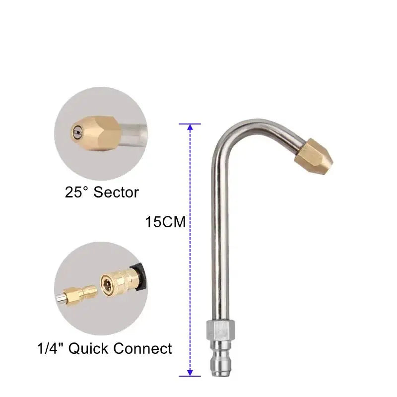 High pressure wash gun extension spray wand for power cleaning, showing a durable metal nozzle and adjustable spray settings.