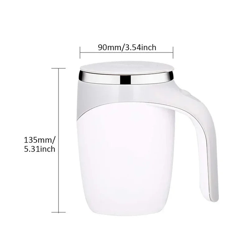 Showlu automatic self-stirring coffee mug made of stainless steel with a sleek, modern design for easy mixing.
