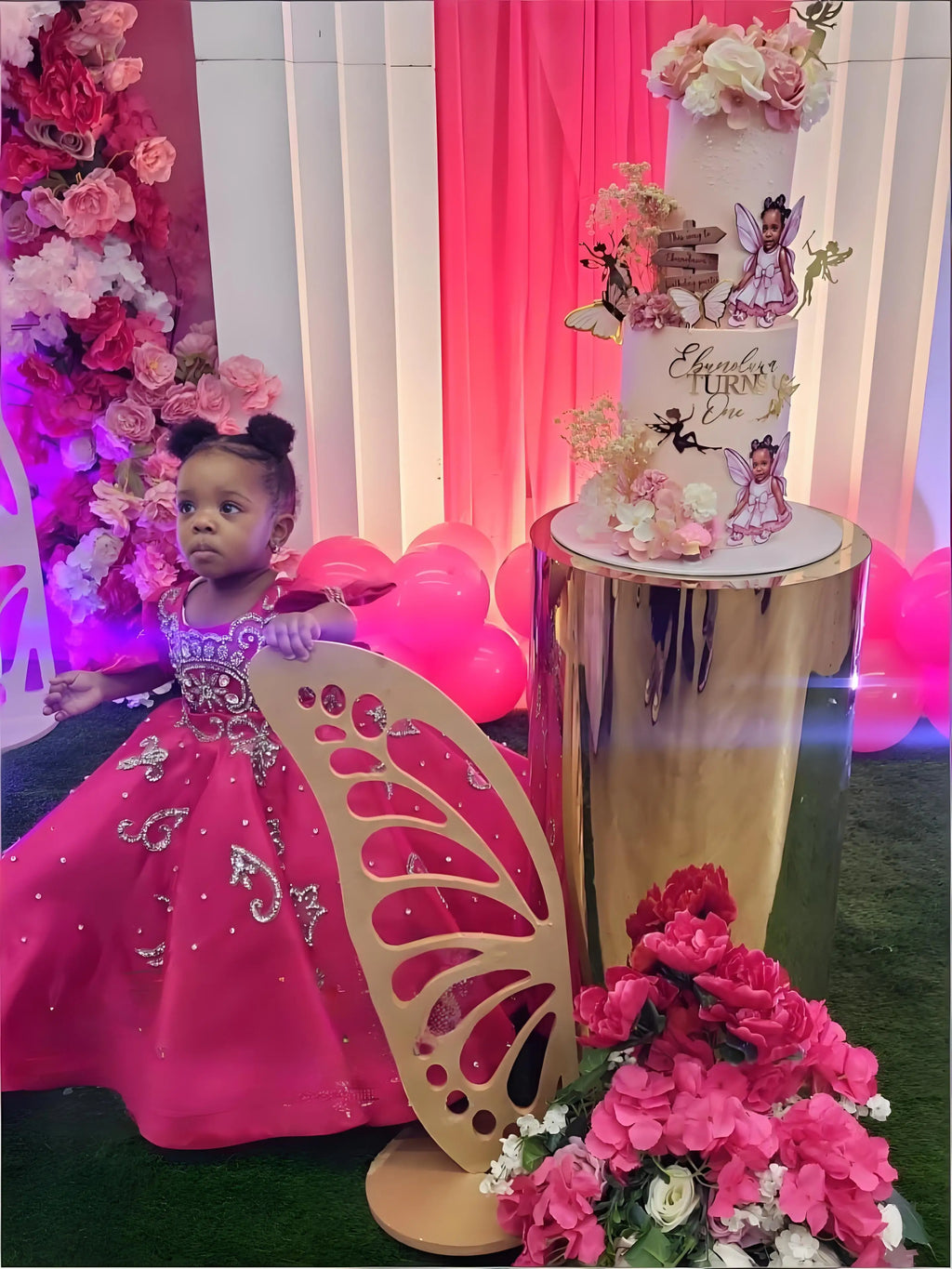 Hot Pink Girl's Birthday Party Dresses Customized Beading Ballgown Flower Girl Dress for wedding Princess Baby Kids Pageant Gown
