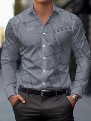 New European and American Style Men's Long Sleeved Spring Shirt Minimalist Line Business Casual Shirt High-End Menswear Clothing