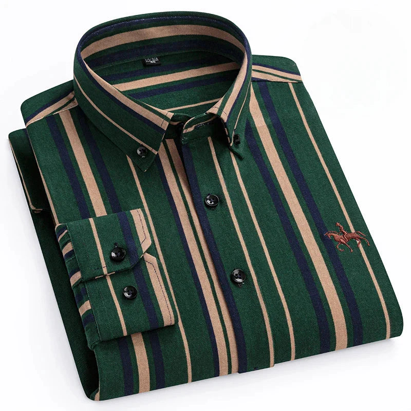 Men's slim fit casual long-sleeve shirt in white cotton, size 6XL, from Qi Xiu Cai by SHOWLU FASHION STORE.