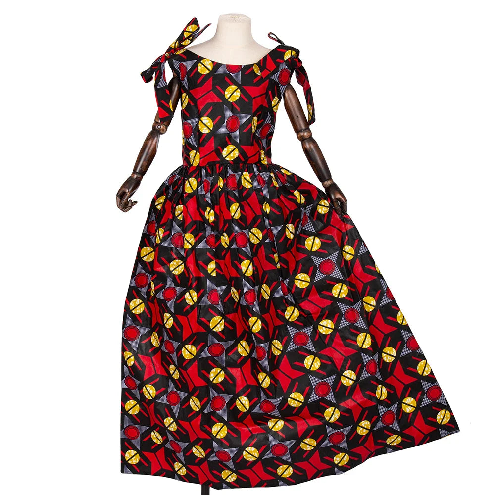 African Dashiki cotton dress with matching headscarf for girls, vibrant print, by SHOWLU FASHION STORE