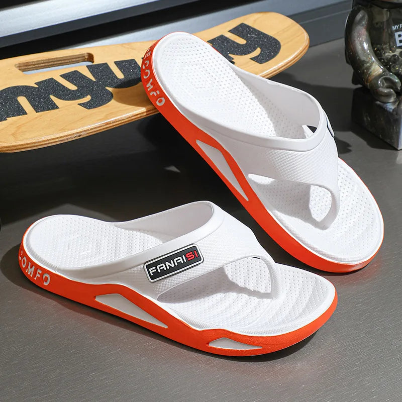 Men's casual summer flip-flops by Showlu Fashion Store, featuring sporty beach sandals and comfortable outdoor house shoes.