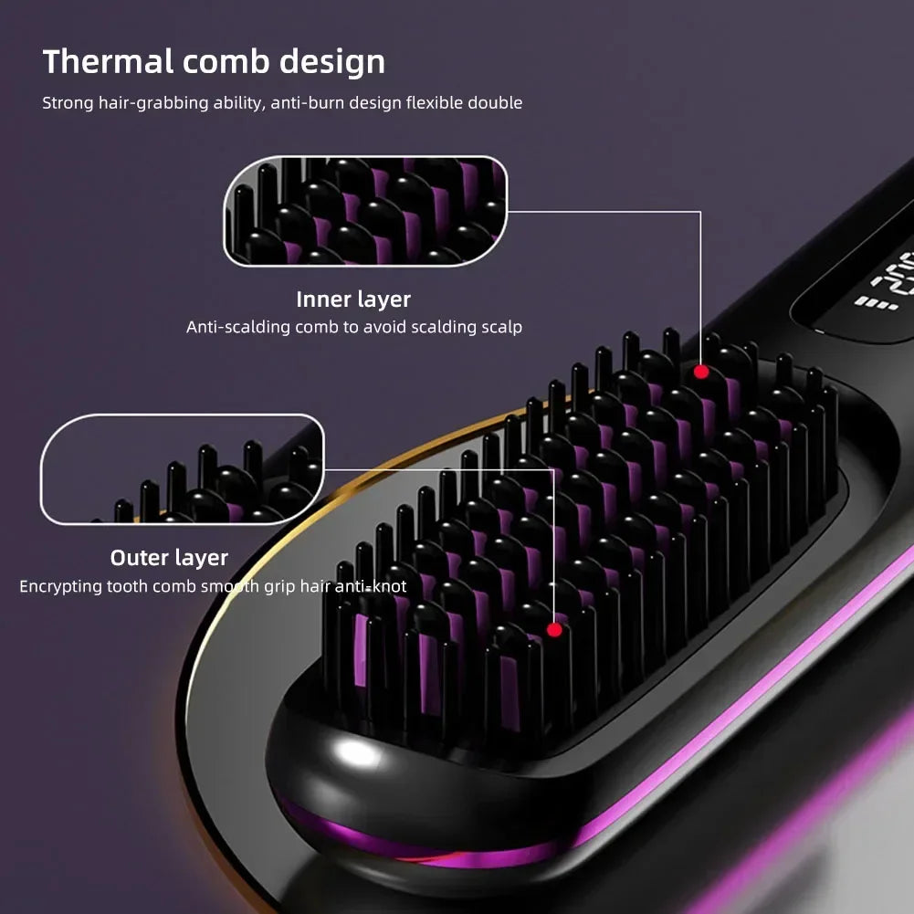 Showlu Smart General cordless hair straightener comb with fast heating and 35W power, shown in a close-up image.