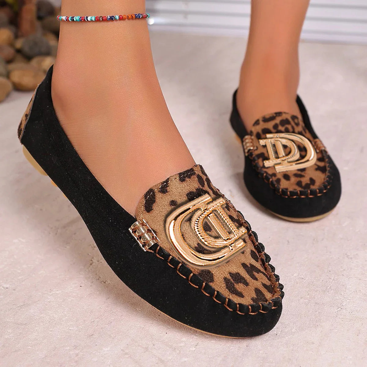 Women's floral loafers by SHOWLU FASHION STORE, elegant slip-on fabric driving flats with colorful floral pattern and comfortable design.