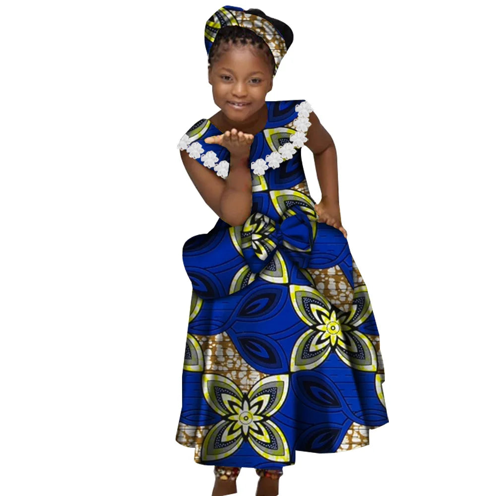 African print GuyaWax girls' mermaid dress with colorful cotton dashiki design, perfect for parties and celebrations