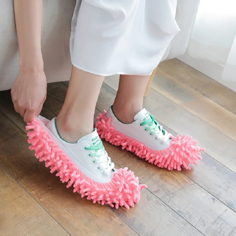Moonbiffy waterproof mop cap shoe covers by SHOWLU FASHION STORE, designed as lazy floor cleaning slippers, shown in the image.