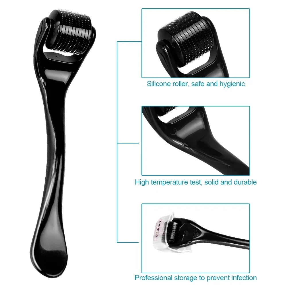 Showlu Smart General beard growth roller with stainless steel micro-needles and ergonomic handle for facial hair stimulation.