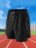 Summer men's running shorts by Showlu Fashion featuring quick-dry fabric, double deck design, ideal for gym, training, and jogging.