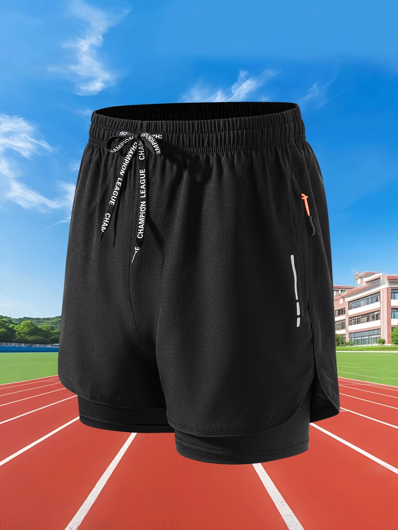 Summer men's running shorts by Showlu Fashion featuring quick-dry fabric, double deck design, ideal for gym, training, and jogging.