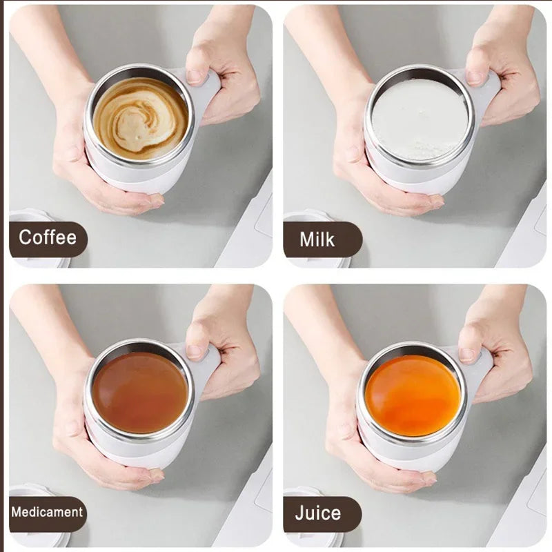 Rechargeable electric magnetic coffee stirring cup by Showlu Fashion, with sleek design and functional magnetic stir mechanism.