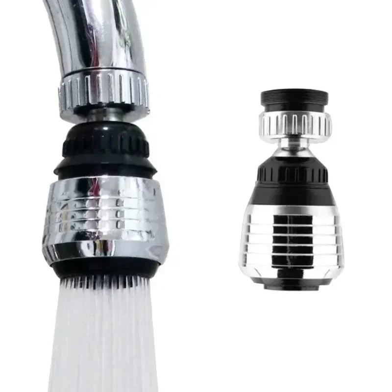 Chrome Showlu 360 rotate swivel faucet nozzles with filter, featuring dual aerators and easy installation for kitchen sinks.
