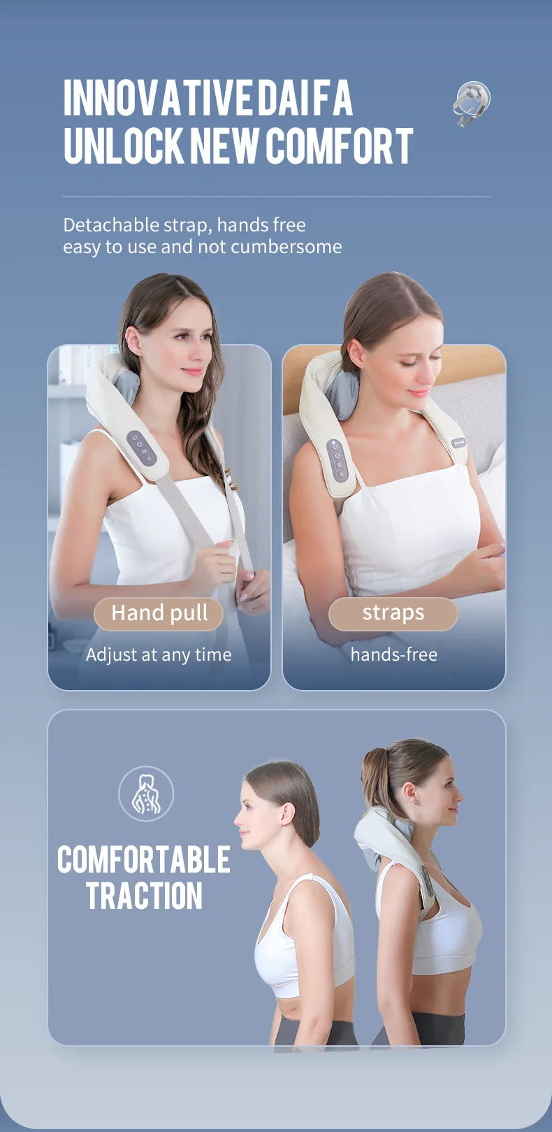 Showlu Smart General electric deep tissue neck and shoulder massage shawl with built-in rollers for relaxing muscle relief.