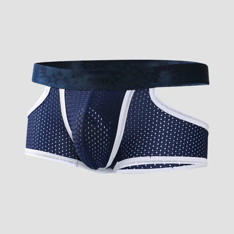 Men's Showlu Ice Silk Boxer Shorts with breathable mesh fabric for comfortable, lightweight sports underwear.
