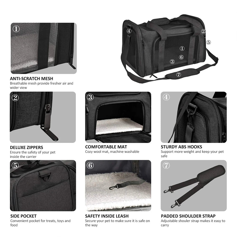 Showlu Fashion soft-sided dog carrier backpack made of breathable nylon, ideal for carrying small pets comfortably.