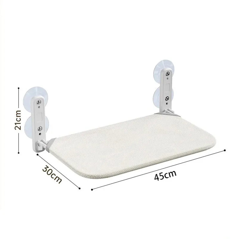 Showlu Cat Suction Cup Hammock hanging in a window, double layer pet bed with padded fabric for comfortable feline lounging.
