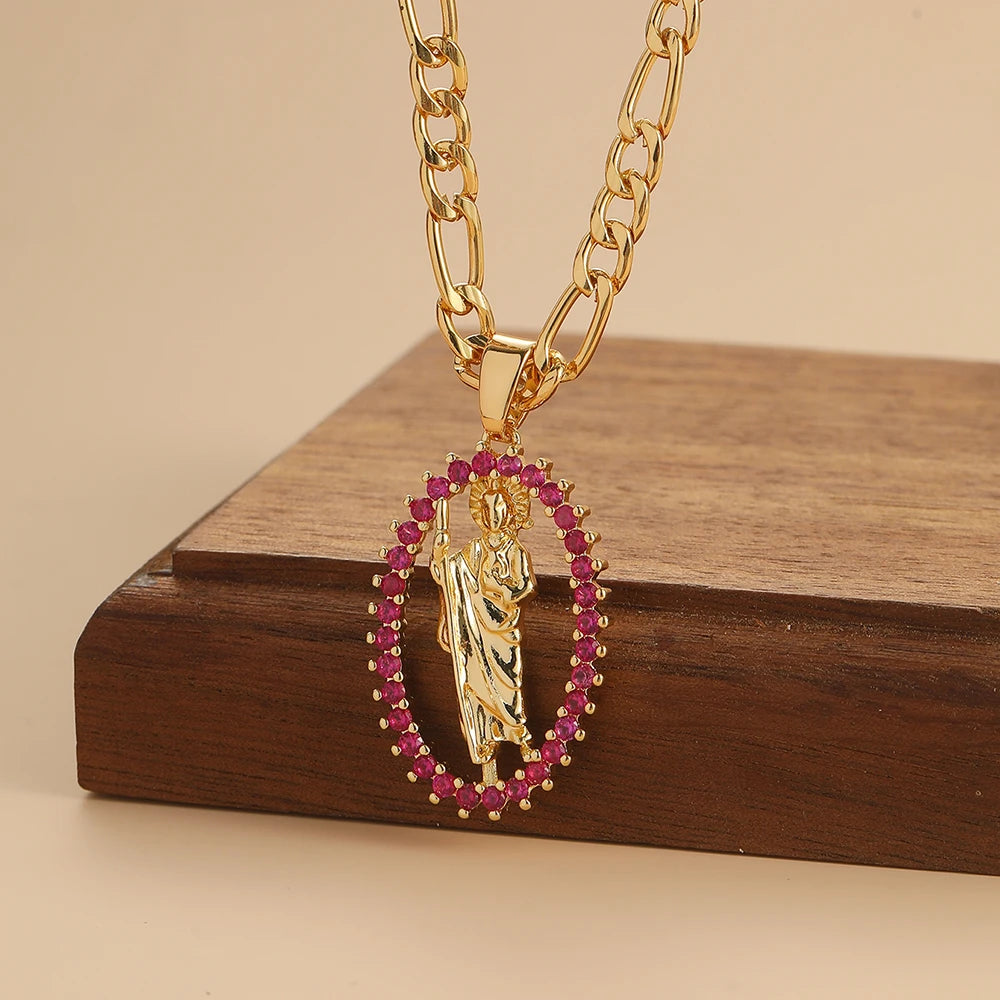 Colorful zircon necklace by Showlu Fashion featuring a stylish, lightweight, and versatile Madonna-inspired design.