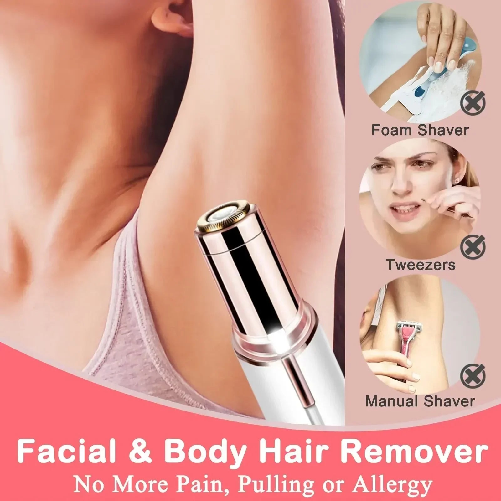 SHOWLU Portable Lipstick Electric Hair Remover for painless facial hair removal, compact and easy to use.