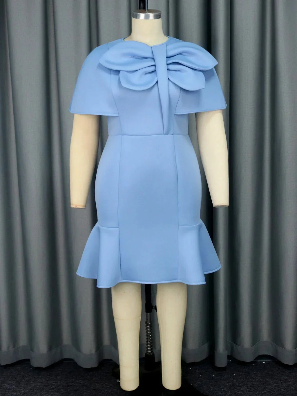 Aimei blue ruffle bodycon mini dress by SHOWLU FASHION STORE with slim fit, round neckline, perfect for party or evening wear.