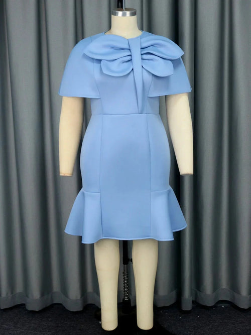 Aimei blue ruffle bodycon mini dress by SHOWLU FASHION STORE with slim fit, round neckline, perfect for party or evening wear.